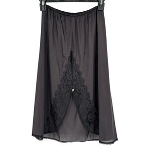 Vintage Maidenform Chantilly Lace Slip Skirt Sheer Black Romantic Goth S